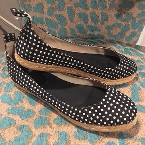 Kenneth Cole Polka Dot Espadrille Flats in Black